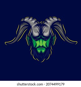 Gruss vom krampus logo vector line neon art potrait colorful design with dark background. Abstract graphic illustration. Isolated black background for t-shirt, poster, clothing, merch