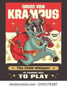 Gruss Vom Krampus Retro Desenho Animado Ilustração Design