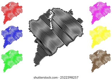 Gruyere District (Switzerland, Swiss Confederation, Canton of Fribourg or Freiburg) map vector illustration, scribble sketch Greyerzbezirk or District de la Gruviére map