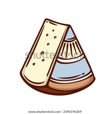 Gruyere triangle slice line icon. Outline hand drawn hard Swiss cheese piece, food ingredient for cooking. Farm market, supermarket menu mascot, delicatessen Gruyere icon vector illustration