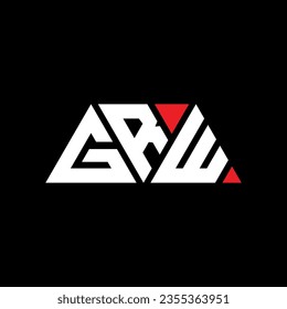 GRW triangle letter logo design with triangle shape. GRW triangle logo design monogram. GRW triangle vector logo template with red color. GRW triangular logo Simple, Elegant, and Luxurious design.