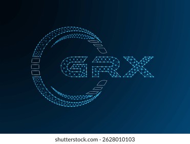 Projeto do vetor do logotipo da letra baixa GRX. Projeto do logotipo do poli inferior GRX. Logotipo poli baixo.
