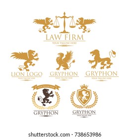 Grypgon and Lion Royal Logo Collection Used for hotel, restaurant, boutique, jewellery invitation, business card etc.