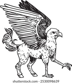 Griffin - ilustração vetorial desenhada à mão de besta mitológica