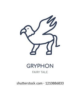 Gryphon icon. Gryphon linear symbol design from Fairy tale collection. Simple outline element vector illustration on white background.