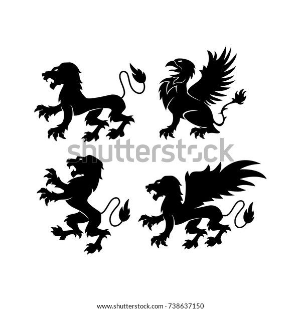 Gryphon Lion Logo Black Color Logo Stock Vector (Royalty Free ...