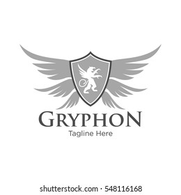 Gryphon medieval logo design. Royal logo design