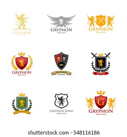 Gryphon medieval logo design. Royal logo design