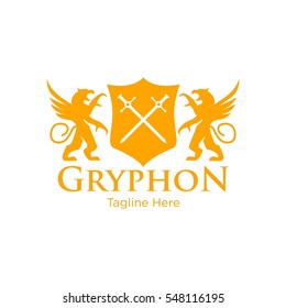 Gryphon medieval logo design. Royal logo design