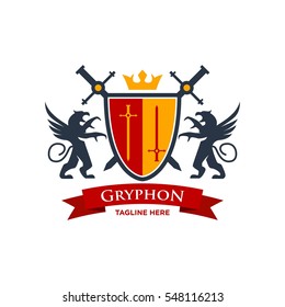 Gryphon medieval logo design. Royal logo design