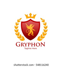 Gryphon medieval logo design. Royal logo design