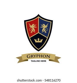 Gryphon medieval logo design. Royal logo design