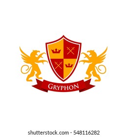 Gryphon medieval logo design. Royal logo design