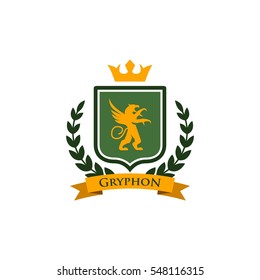 Gryphon medieval logo design. Royal logo design