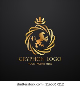 Gryphon Shield Royal Logo Used for hotel, restaurant, boutique, jewellery invitation, business card etc. Vector logo template EPS 10