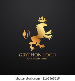 Gryphon Shield Royal Logo Used for hotel, restaurant, boutique, jewellery invitation, business card etc. Vector logo template EPS 10