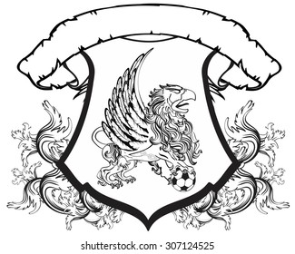 gryphon soccer coat of arms crest in vector format 