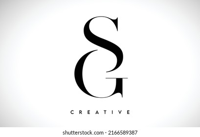 GS Artistic Letter Logo Design with Creative Serif Font in Black and White Colors Vector Illustration