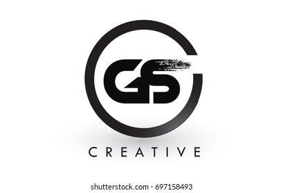 GS Brush Letter Logo Design with Black Circle. Creative Brushed Letters Icon Logo.