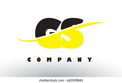GS G S  Black and Yellow Letter Logo with White Swoosh and Curved Lines.