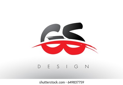 GS G S Brush Logo Letters Design with Red and Black Colors and Brush Letter Concept.