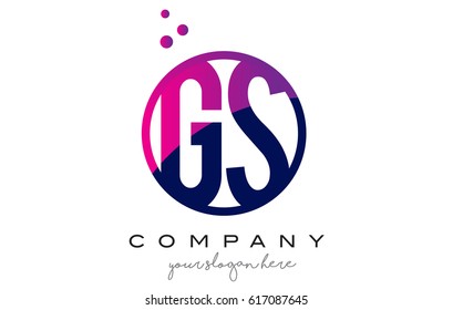 GS G S Circle Letter Logo Design with Purple Magenta Dots Bubbles Vector Illustration