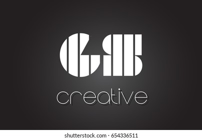 GS G S Creative Letter Logo Design With White and Black Lines.