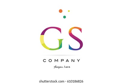 gs g s  creative rainbow colors colored alphabet company letter logo design vector icon template