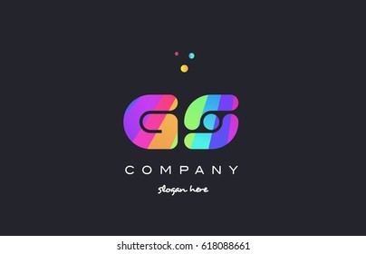 gs g s  creative rainbow green orange blue purple magenta pink artistic alphabet company letter logo design vector icon template
