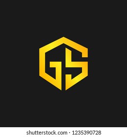 GS or G S letter alphabet logo design in vector format.