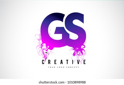 GS G S Purple Letter Logo Design with Creative Liquid Effect Flowing Vector Illustration.