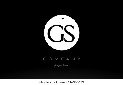 GS G S simple black white circle background alphabet company logo design vector icon template