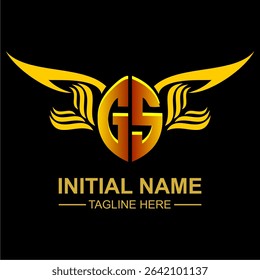 GS Golden Wing Emblem Logo with elegant gold wings, sleek and modern design. Ideal for branding, creative projects, luxury businesses, or artistic ventures.