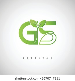 GS Green Leaf Logo - Minimal Eco Monogram for Organic Branding and Sustainable Identity Design