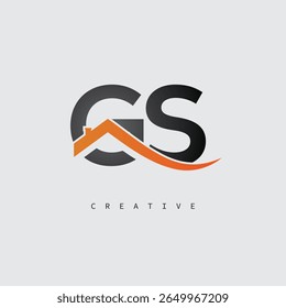 GS House Letter Logo - Kreatives Real Estate Monogramm mit Dachform und Home Icon für Immobilien, Architektur und moderne Markenidentität