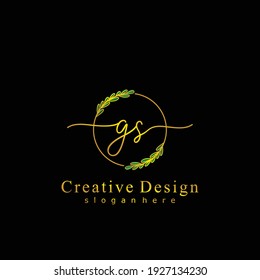 GS Initial Kalligraphie handgeschriebenes Logo. Handgeschriebenes Alphabet in der Logo-Vorlage. Briefe und Alphabet für Unterschrift, Hochzeit, Mode, florales und botanisches Logo-Design 