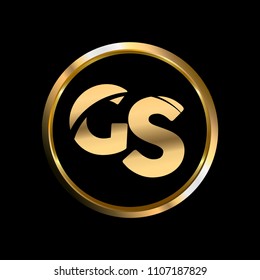 GS initial circle company logo gold black background