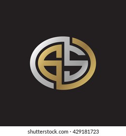 GS initial letters looping linked ellipse elegant logo golden silver black background