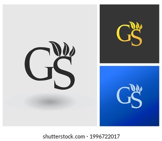 GS initial logo monogram modern leaf organic herbal cosmetic company