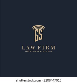Logo inicial de la firma de abogados del monograma GS con diseño de hitos