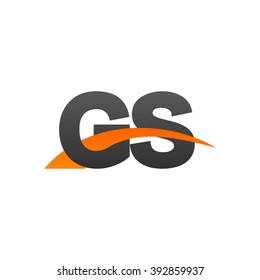 GS initial overlapping swoosh letter logo black orange