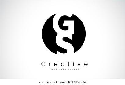 GS Letter Logo Design inside a Black Circle. Creative Lettering Logo Vector Illustration.