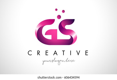 GS Letter Logo Design Template with Purple Colors and Dots