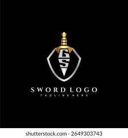 GS carta monograma de luxo para escudo e espada estilo imagem