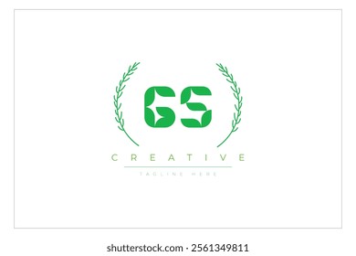 GS letters eco logo with leaf. Fresh nature and healthy leaf logo design.