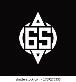Logotipo GS con círculo redondeado combinando la plantilla de diseño de triángulo superior e inferior