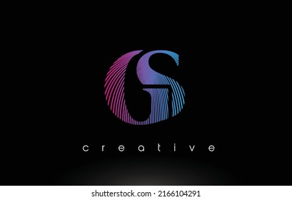 GS Logo Design With Multiple Lines. Artistic Elegant Purple Blue Lines Icon Vector Illustration.