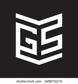 GS Logo Emblem Monogram With Shield Style Design Template Isolated On Black Background