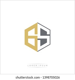 GS Logo Initial Monogram Negative Space Design Template With Gold and Grey Color - Vector EPS 10