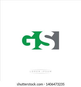 GS Logo Letter with Modern Negative space - Green and Grey Color EPS 10